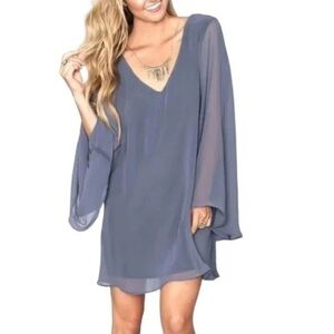 SHOW ME YOUR MUMU Gabby Low Back Dress Women's Size Medium Steel Blue Gray